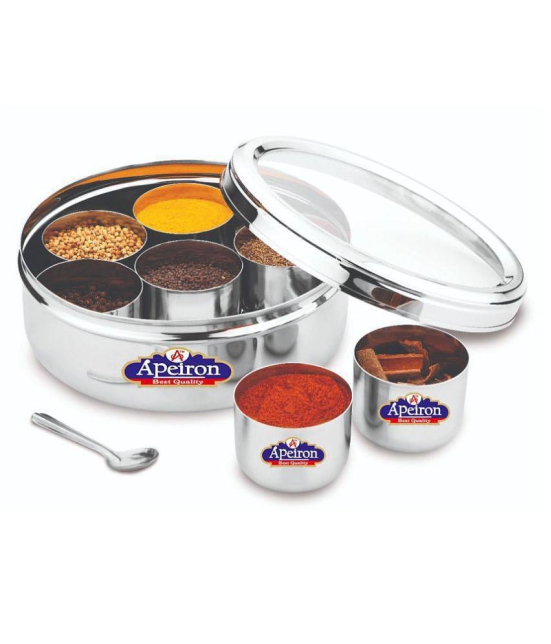 APEIRON Masala Dabba Neelam Steel Spice Container Set of 1 2000 mL - Silver