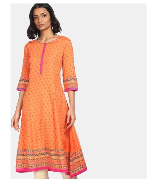 Anahi - Orange Cotton Women's Flared Kurti - S