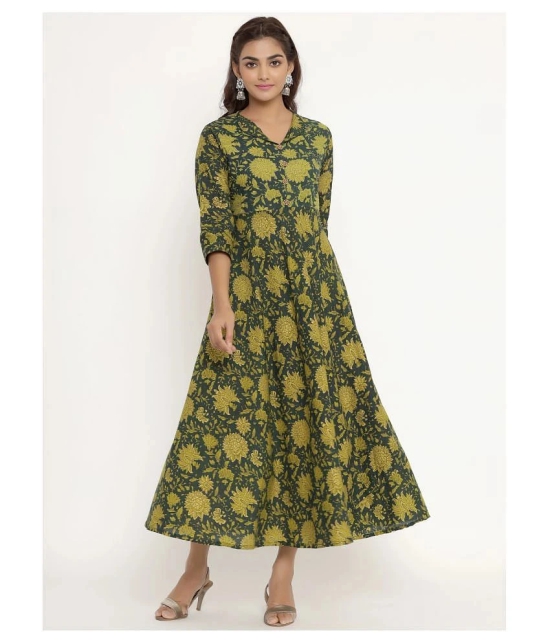 Angiya Green Cotton Anarkali Kurti - - 3XL