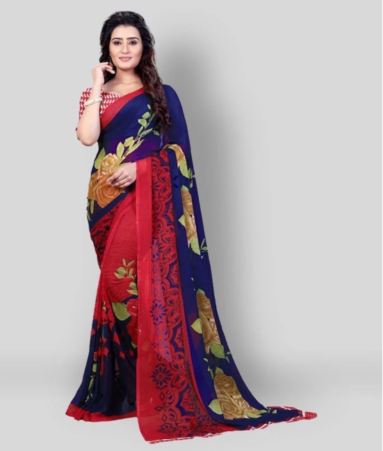 ANAND SAREES - Multicolor Georgette Saree With Blouse Piece (Pack of 1)