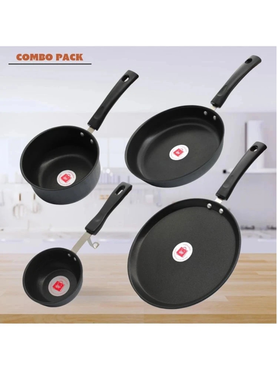 LAZYWINDOW Grey Hard Anodised Non-Stick Cookware Sets ( Set of 4 )