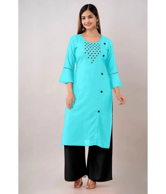 Kapadia - Turquoise Rayon Womens Straight Kurti ( Pack of 1 ) - None