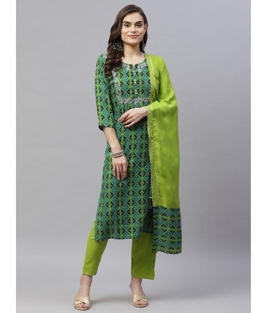 miravan - Green Straight Rayon Women's Stitched Salwar Suit ( Pack of 1 ) - None