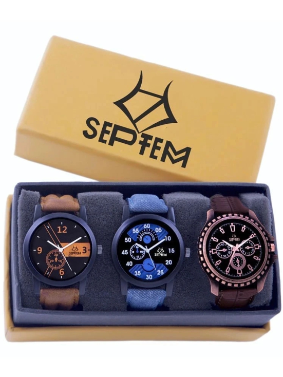 Septem Multicolor Leather Analog Mens Watch