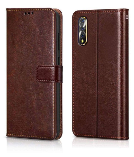 Samsung Galaxy A50s Flip Cover by NBOX - Brown Viewing Stand and pocket - Brown