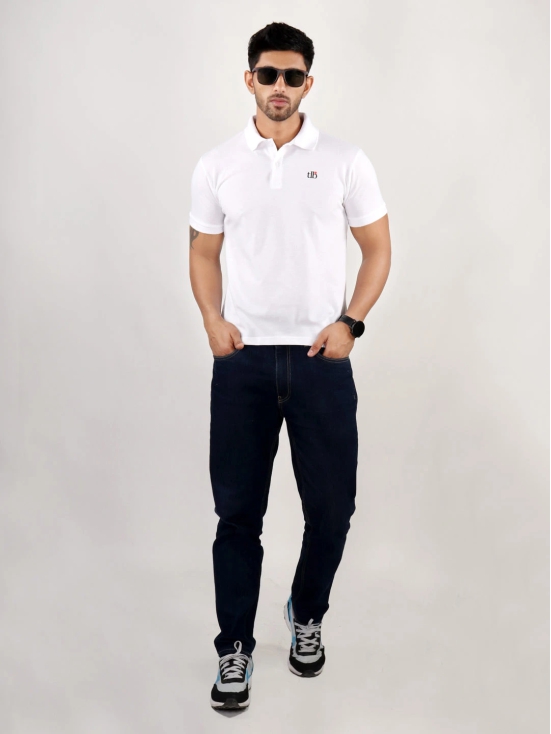 White Polo Neck T-Shirt-L / White