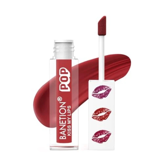 BANETION POP Matte Lipcolour-8 ml/Lasts Up to 16 hours/Lipstick for Women/Non-Drying, Smudge Proof, Long Lasting (Hot Red)