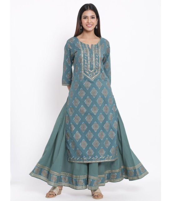 KIPEK - Blue Straight Cotton Womens Stitched Salwar Suit ( Pack of 1 ) - L