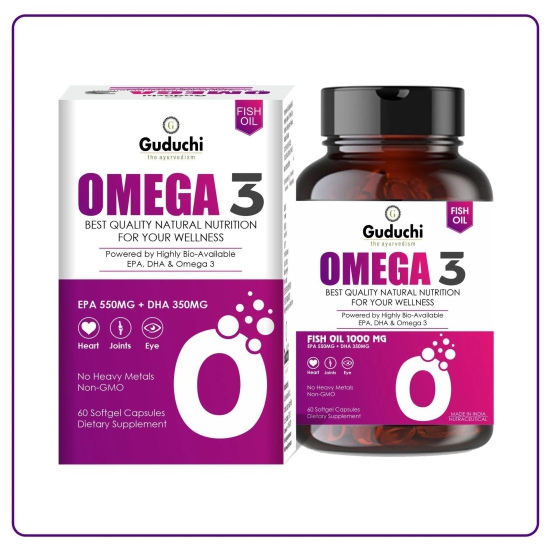 OMEGA 3 CAPSULES WITH FISH OIL - 1000MG TRIPLE STRENGTH - 60 CAPSULES
