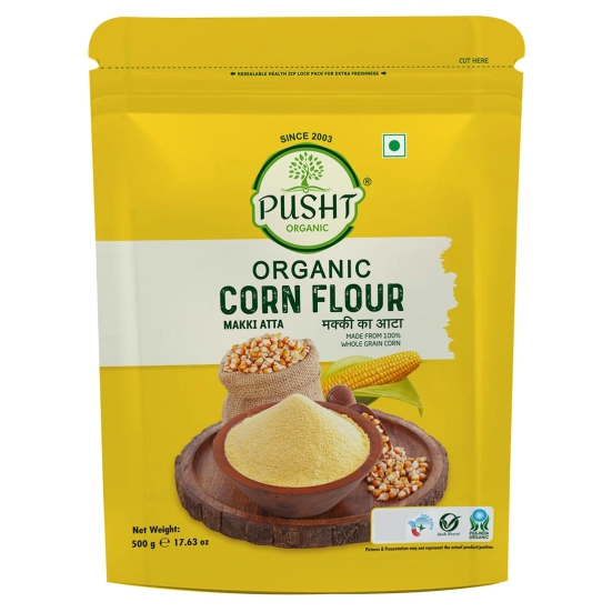 Pusht Organic Corn Atta, Maize Flour - 500 gm, Pack of 3