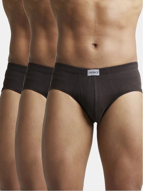 Jockey 8035 Men Super Combed Cotton Solid Poco Brief - Brown (Pack of 3) - None