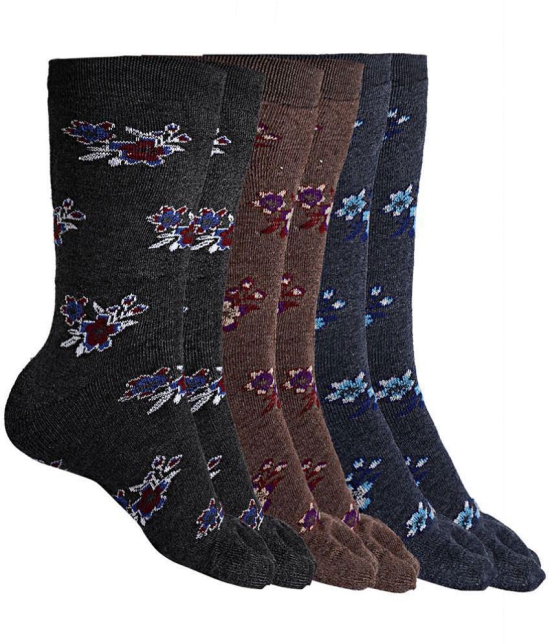 Texlon - Multicolor Woollen Women's Thumb Socks ( Pack of 3 ) - None