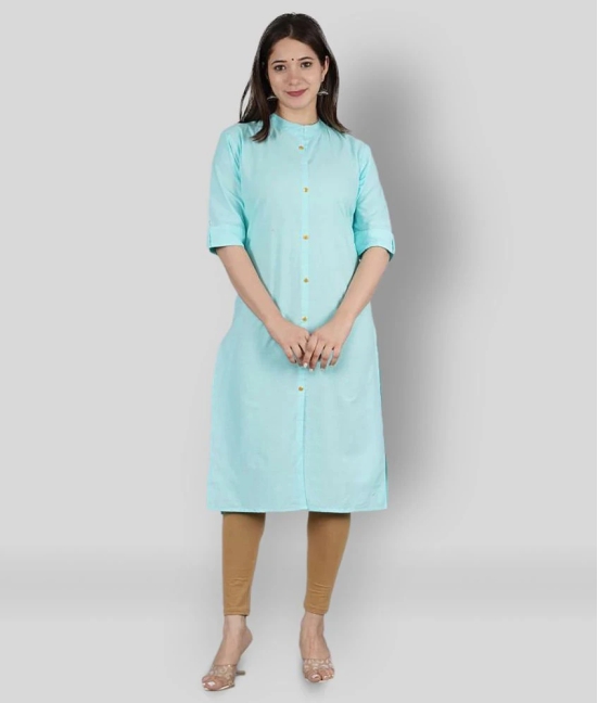 KIPEK - Blue Cotton Womens Front Slit Kurti ( Pack of 1 ) - XL