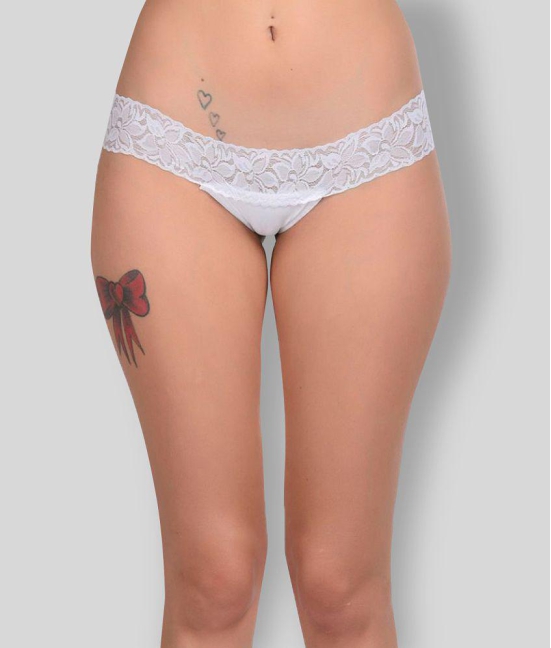 Affair - White Lace Self Design Womens Thongs ( Pack of 1 ) - Free Size