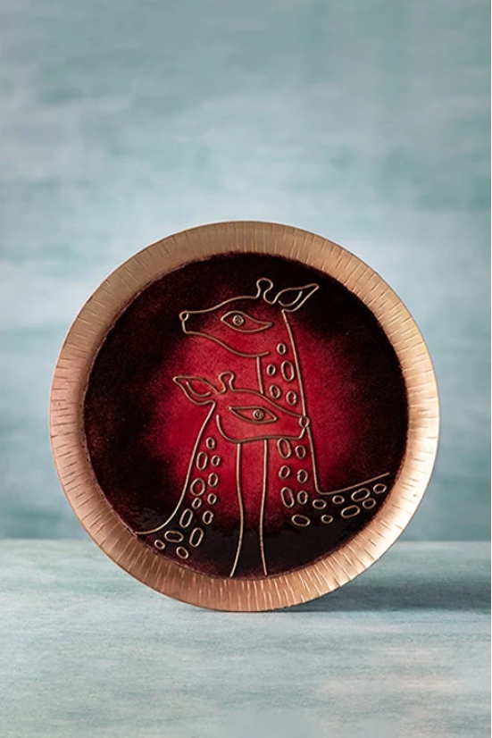 Copper Enamel Animal Series Red Giraffe 8