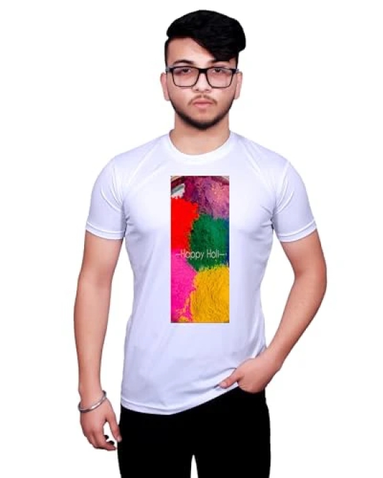 NITYANAND CREATIONS Round Neck White Holi T-Shirt for MEN-HOLI-T-SHIRT-11519-XL