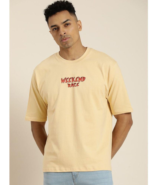 Difference of Opinion 100% Cotton Oversized Fit Printed Half Sleeves Mens T-Shirt - Beige ( Pack of 1 ) - None