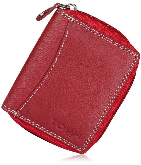 Tough - Leather Card Holder ( Pack of 1 ) - Red