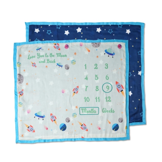 Reversible Milestone Blanket Blue