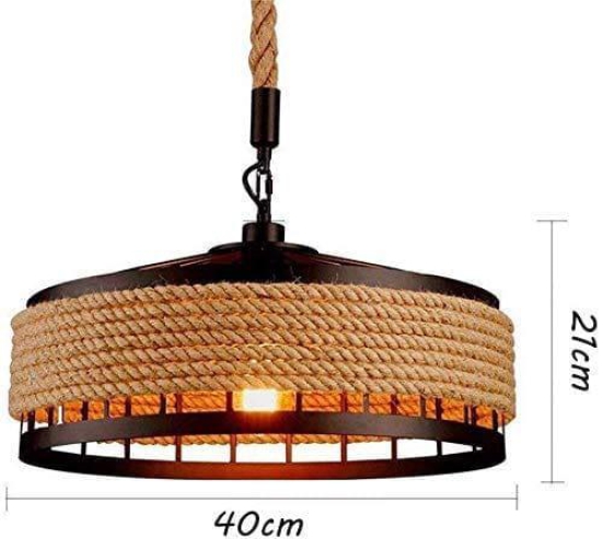 CEILING LIGHT, RETRO INDUSTRIAL IRON VINTAGE LOFT CEILING LAMP CHANDELIER RUSTIC HEMP ROPE IRON CANDLESTICK