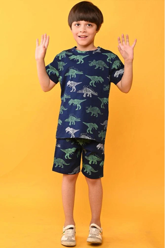 DINOSAUR NAVY SLEEPWEAR SHORTS SET - NAVY-5-6 YEARS / 2N / Navy