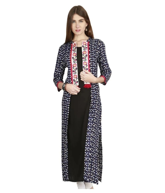 Alena - Navy Rayon Womens Jacket Style Kurti - None