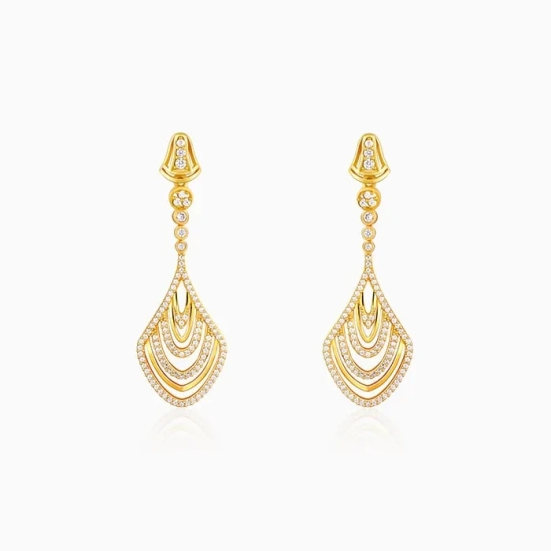 Golden Zircon Studded Chime Earrings