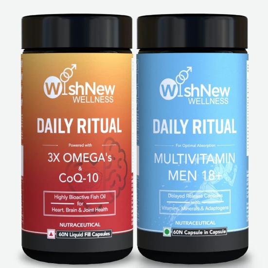 Wishnew Wellness Daily Ritual Men Duo: Daily Ritual Triple Strength Fish Oil + Daily Ritual Men 18+