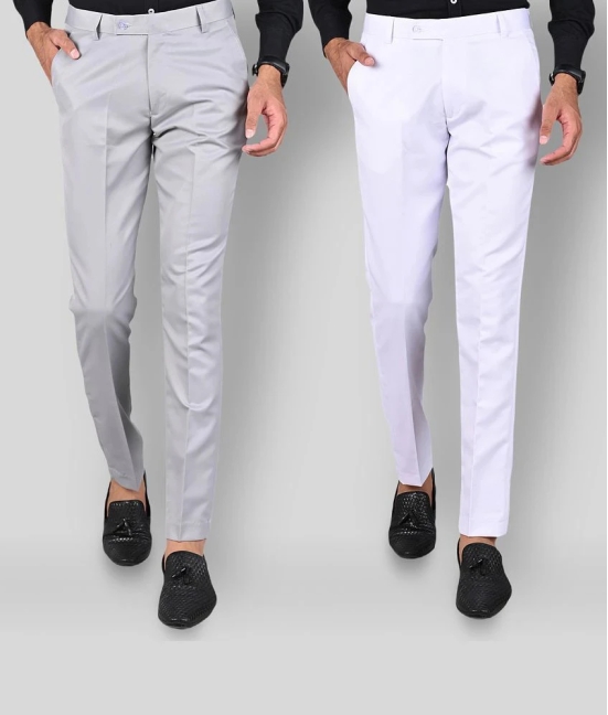 MANCREW - White Polycotton Slim - Fit Mens Formal Pants ( Pack of 2 ) - None