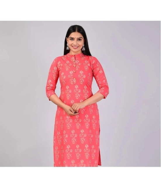 MAUKA Rayon Printed Straight Womens Kurti - Pink ( Pack of 1 ) - None