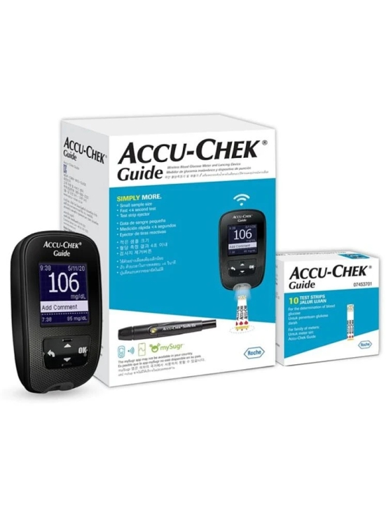 Accu-Chek Guide Blood Glucose Glucometer Kit with Vial of 10 Strips, 10 Lancets & Lancing Device