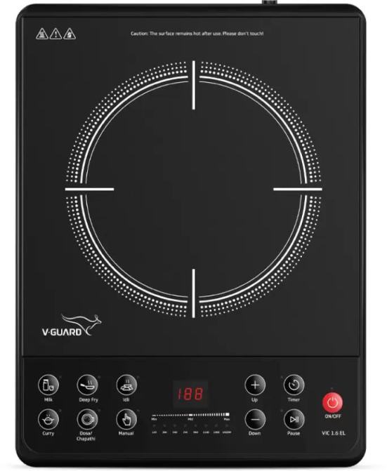 VIC 1.6 EL 1600W Induction Cooktop ( Push button with 6 Cooking Modes)