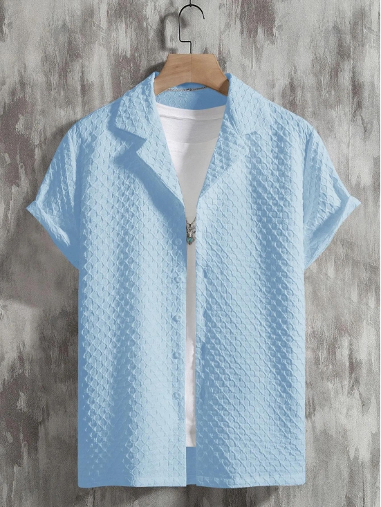 Sky Blue Bubble Half Sleeve Shirt-XXL-44