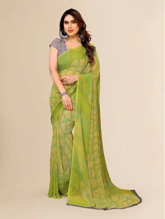 ANAND SAREES Georgette Printed Saree With Blouse Piece - Green ( Pack of 1 ) - Green