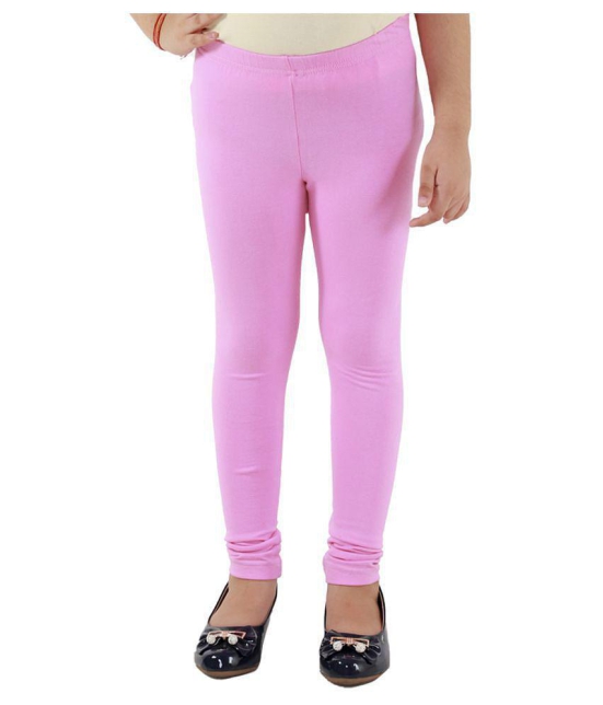 Kids Cave - Baby Pink Cotton Blend Girls Leggings ( Pack of 1 ) - None