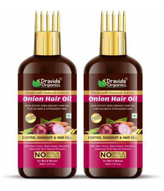 Dravida Organics Onion Black Seed 200 ml HairOil-WITH COMB 200 mL Pack of 2