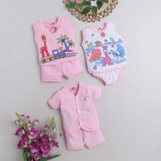 Newborn Baby Clothing Set of 3 Pink - Aristocrat Pink 