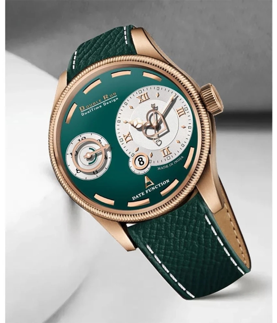 DoubleRun Green Leather Chronograph Mens Watch