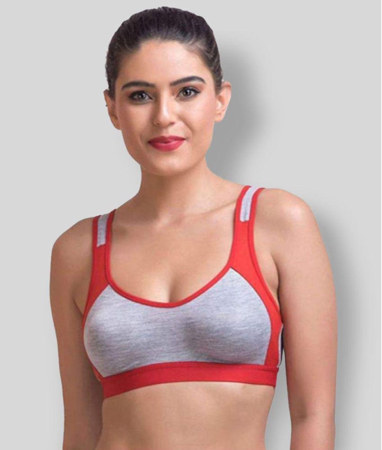 Daily Touch Pink,Black,Red Cotton Color Blocking Sports Bra - 34