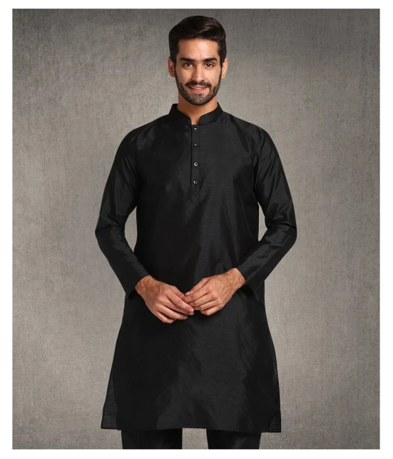 Hangup Black Silk Kurta Single - None