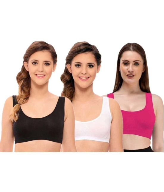 ComfyStyle Nylon Air Bra - Multi Color Pack of 3 - None