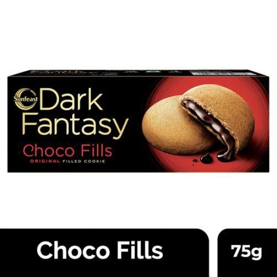 Sunfeast Dark Fantasy - Choco Fills, Original Filled Cookies With Choco Creme, 75 g Pouch