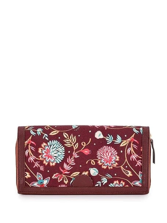 Lychee bags Women Printed Canvas Multicolour Wallet (Brown)