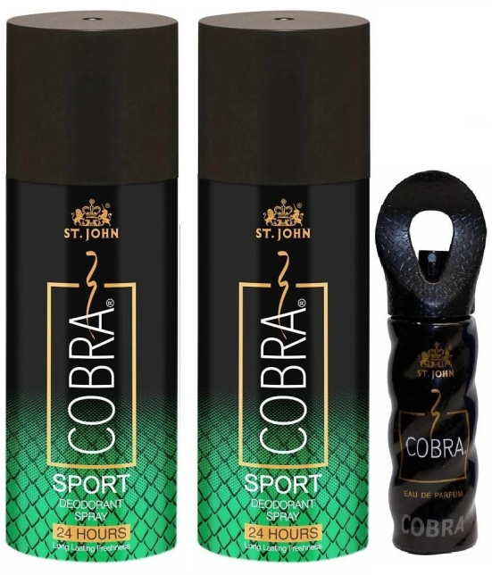 ST.JOHN Cobradorant Sport 150ml*2 & Cobra 15ml Deodorant Spray & Perfume for Men (315ml) Pack of 3