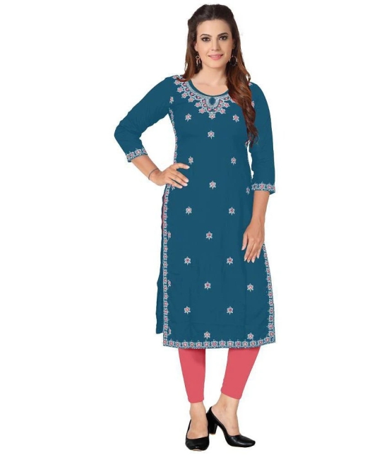 Kapadia - Blue Rayon Womens Straight Kurti ( Pack of 1 ) - None