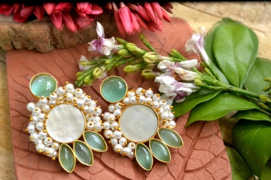 Jasmine Turquoise mother of pearl studs earrings