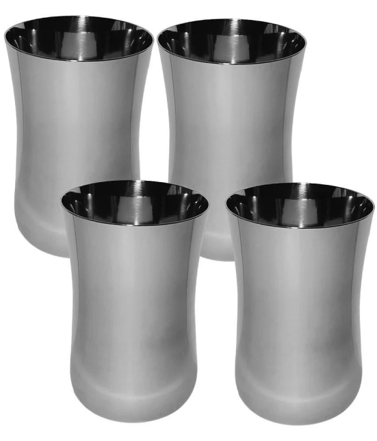 A & H ENTERPRISES - Daily Use Water Steel Glasses Set 300 ml ( Pack of 4 )