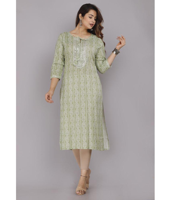 JC4U - Green 100% Cotton Women''s Straight Kurti ( Pack of 1 ) - None