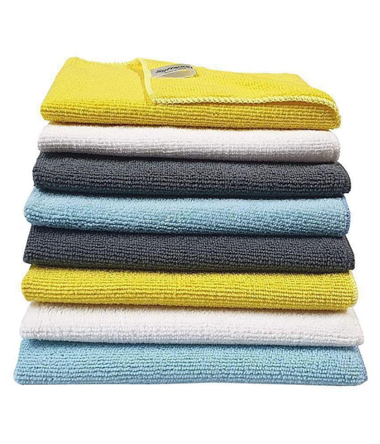 SOFTSPUN Microfiber Cleaning Cloths, 8 pcs 40x40cms 280GSM Multi-Color. Highly Absorbent, Lint and Streak Free, Multi - Purpose Wash Cloth for Kitchen, Car, Window, Stainless Steel, Silverwa