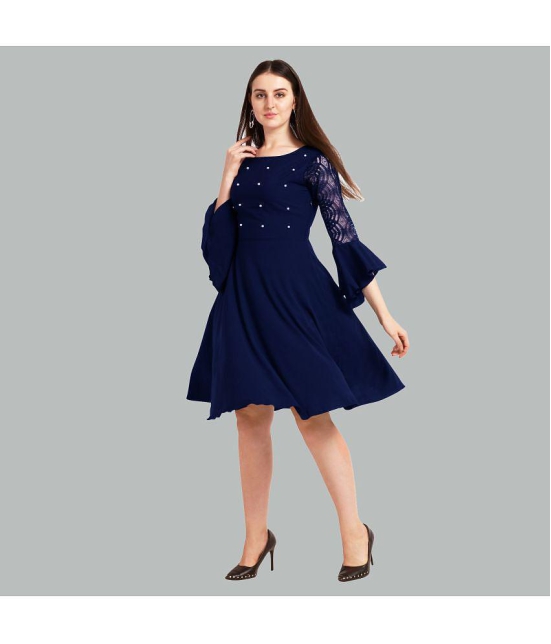 Sheetal associates - Blue Crepe Women''s Fit & Flare Dress ( Pack of 1 ) - None